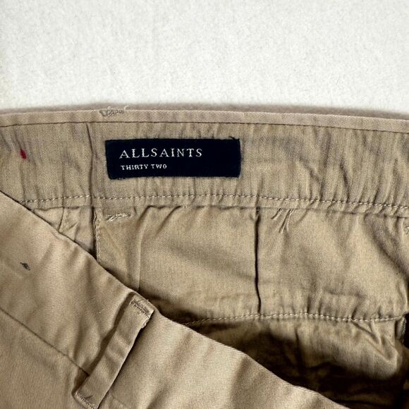 Allsaints Park Chino Pants Mens 32x29 Khaki Slim Straight Button Fly Preppy City - Picture 4 of 12